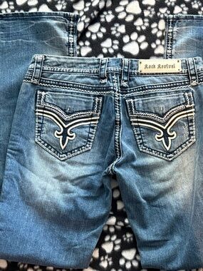 Rock Revival Donna Bootcut Jeans Size 31 NWT Thick Stitch Medium Wash